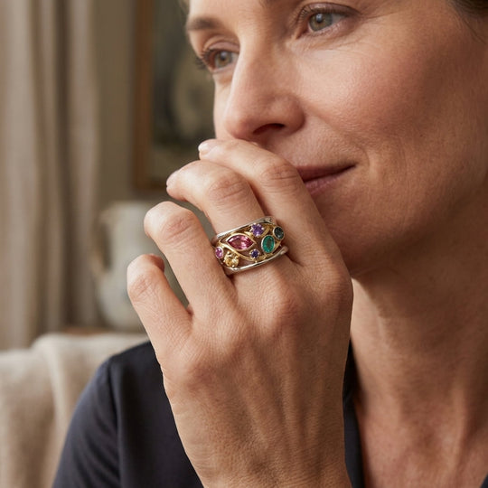 Two-Tone Multi-Gemstone Ring