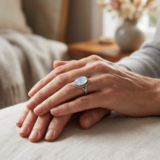 Rope-Bezel Sterling Silver Chalcedony Ring