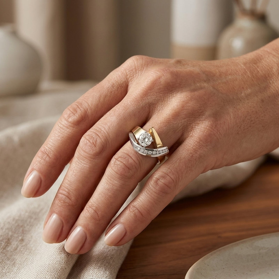 Two-Tone Zirconia Statement Ring