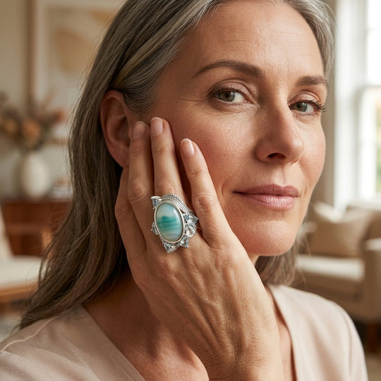 Sterling Silver Vintage Turquoise Opal Ring