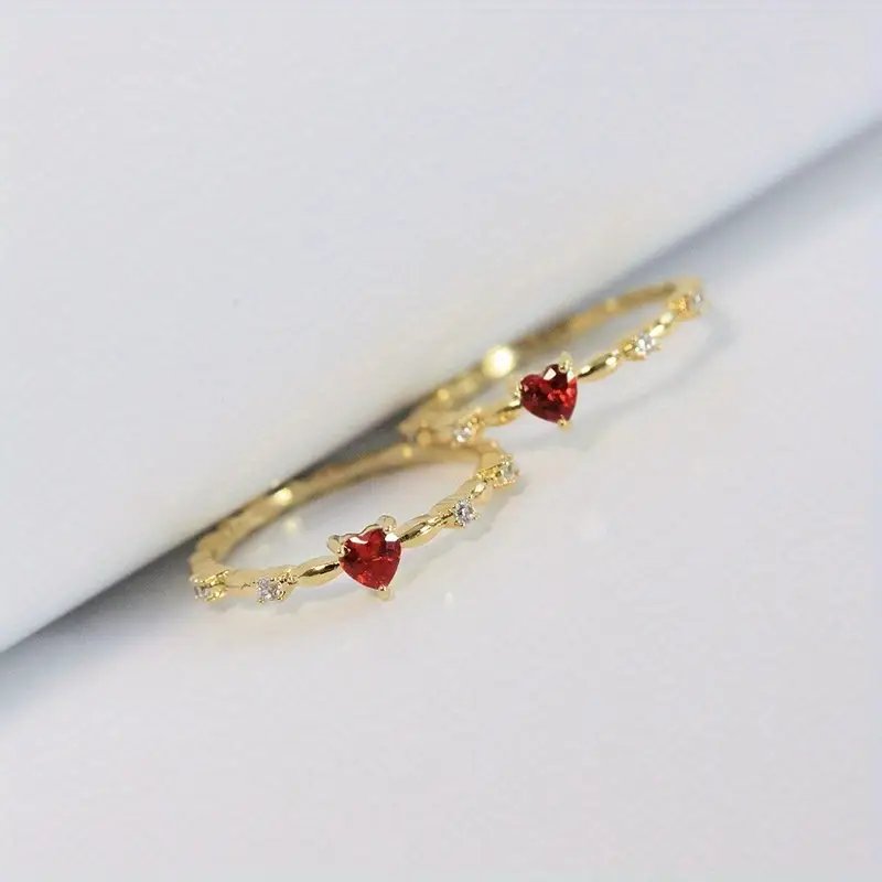 Prong-Set Heart Stone Gold-Plated Ring
