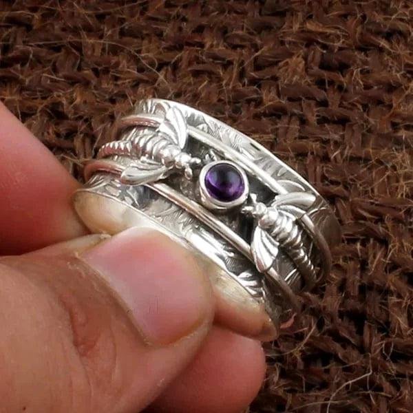 Sterling Silver Amethyst Spinner Ring