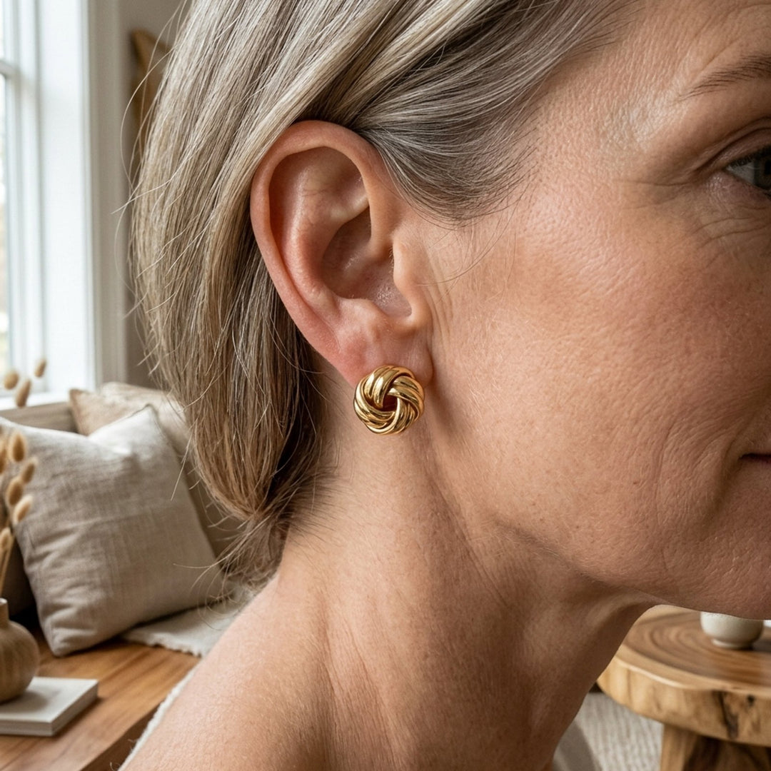 Polished Twisted Knot Stud Earrings
