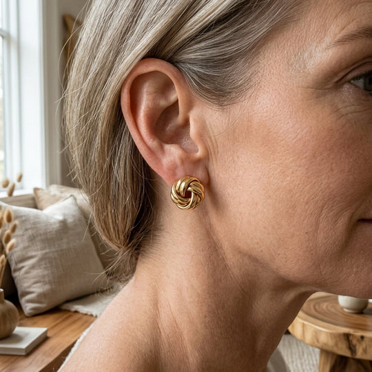 Polished Twisted Knot Stud Earrings