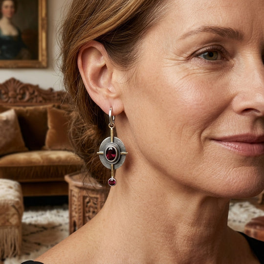 Sterling Silver Garnet Drop Earrings