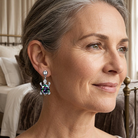 Sterling Silver Turtle Drop Earrings