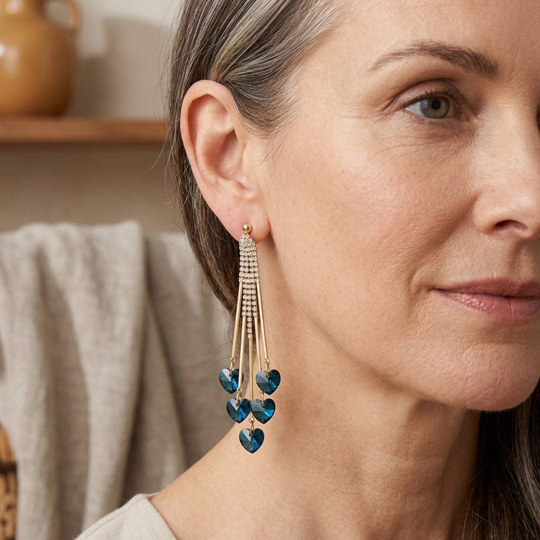 Heart Drop Chain Earrings