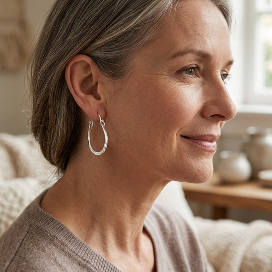 Sterling Silver Hinged Hoop Earrings