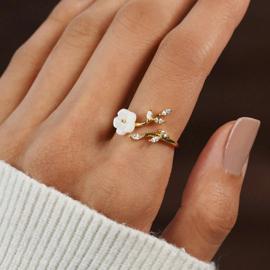 Gold-Plated Open Band Floral Ring