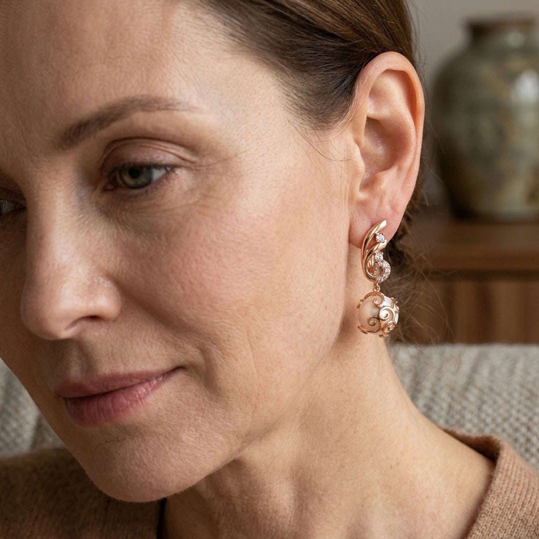 Gold Pearl Drop Earrings