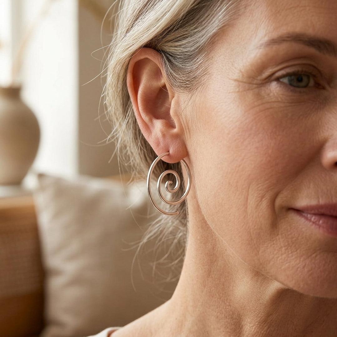 Silver-Plated Spiral Hoop Earrings