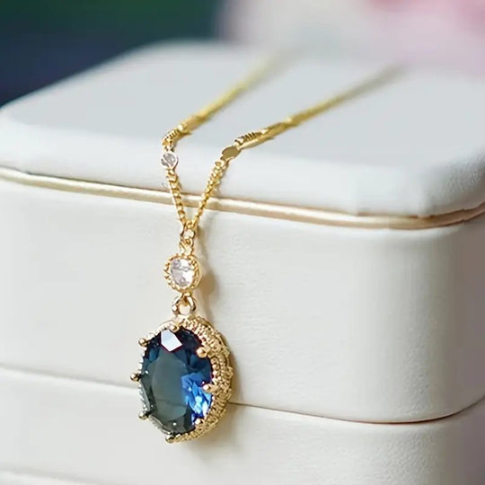 Gold-Plated Oval Pendant Necklace