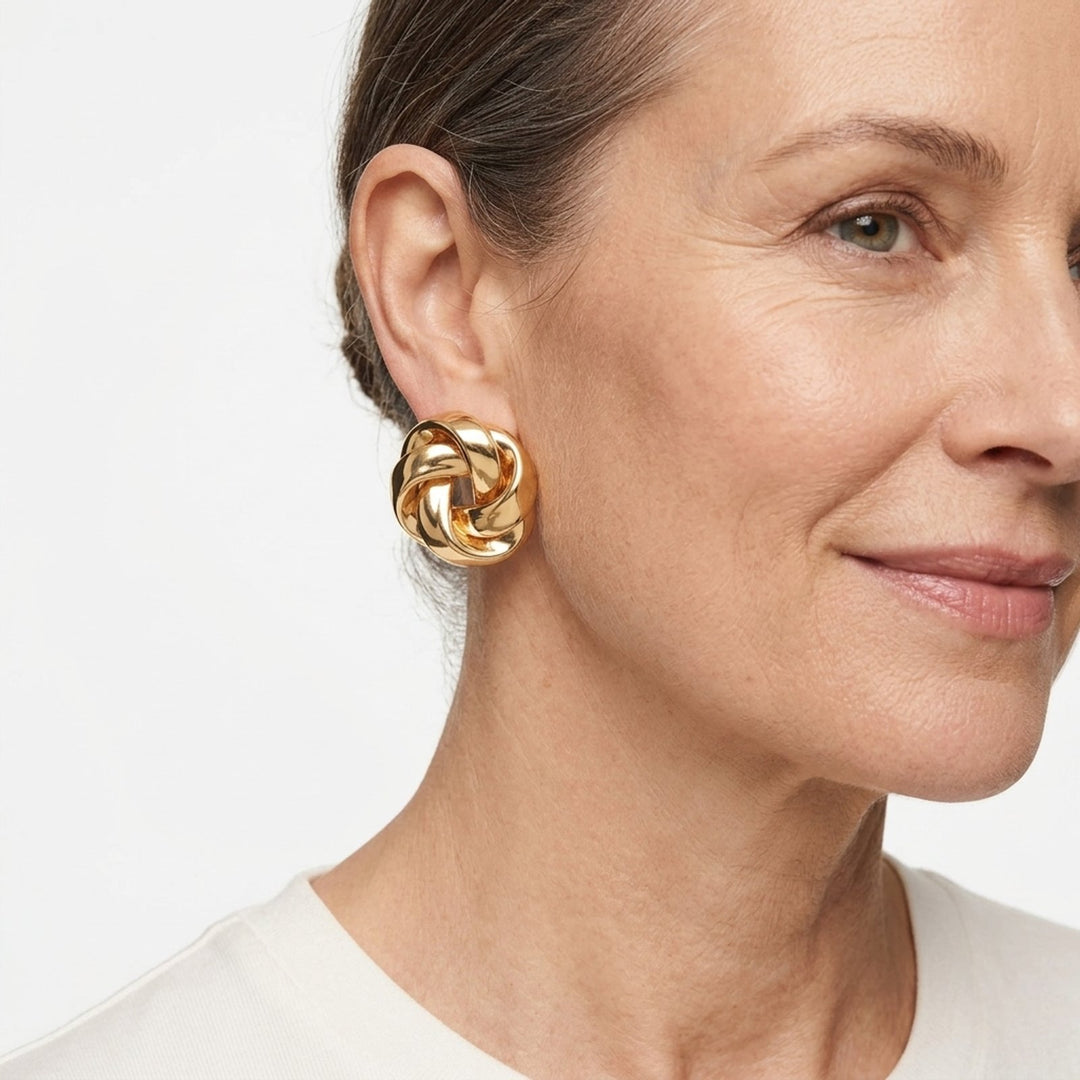 Chunky Twisted Metal Stud Earrings