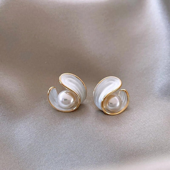 Pearl Accent Gold-Plated Stud Earrings