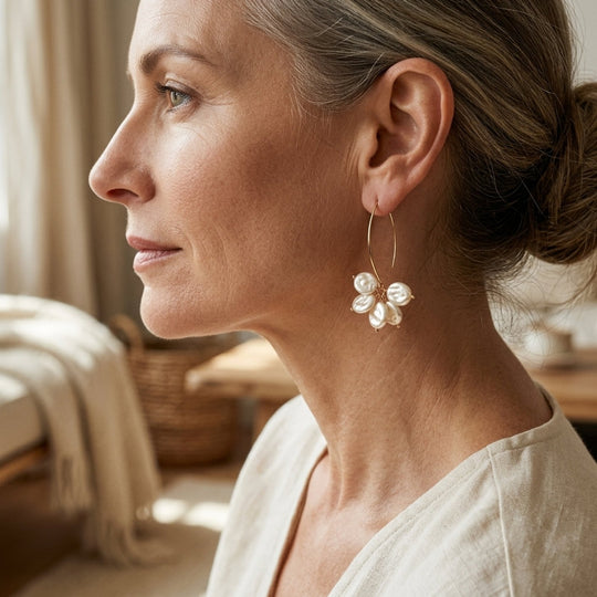 Gold-Plated Freshwater Pearl Cluster Drop Earrings