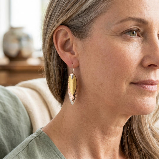 Two-Tone Metallic Drop Earrings