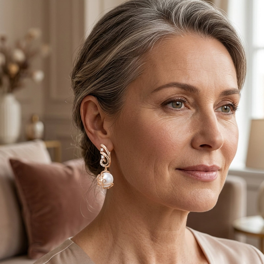 Pearl Drop Filigree Earrings