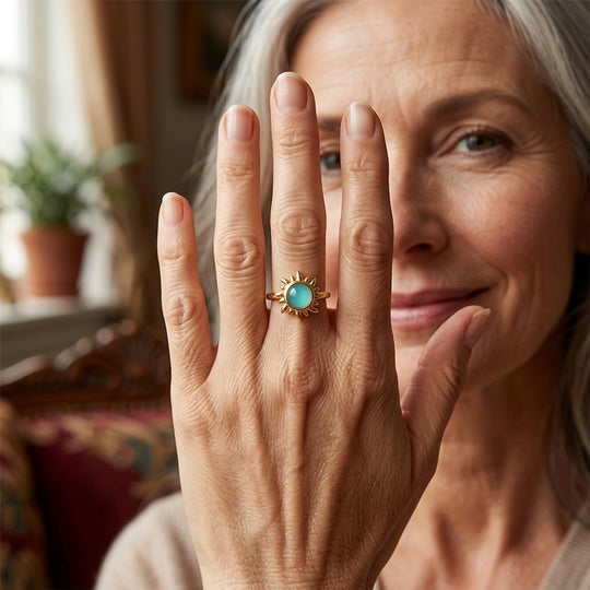 Adjustable Sun-Motif Gold-Plated Ring