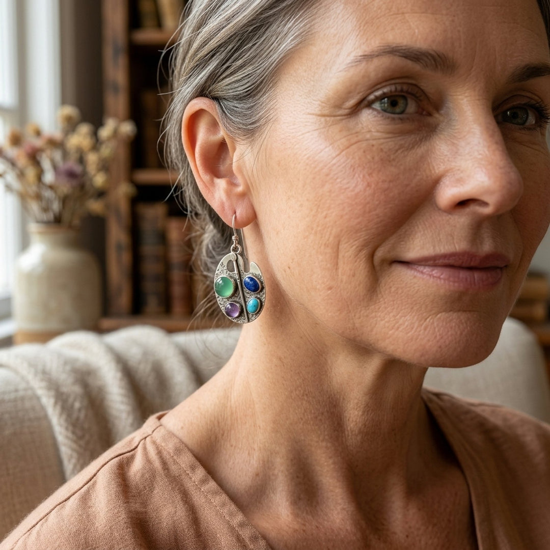 Multi-Stone Sterling Silver Drop Earrings