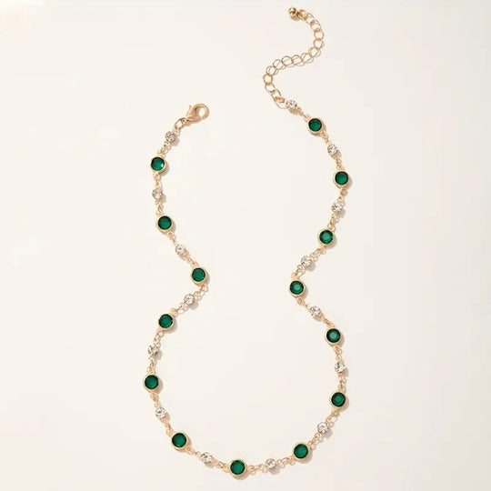 Gold-Plated Bezel-Set Station Necklace