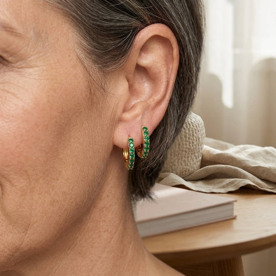 Pavé Stone Huggie Hoop Earrings