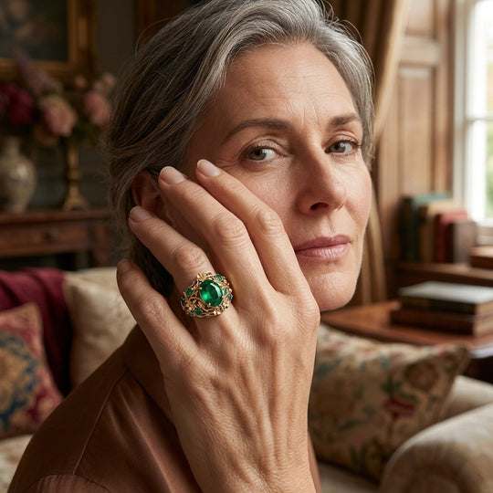 Multi-Stone Floral Gold Ring