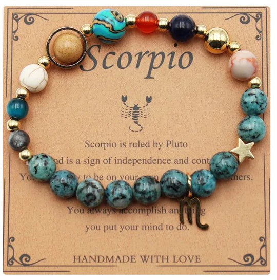 Natural Stone Zodiac Symbol Bracelet