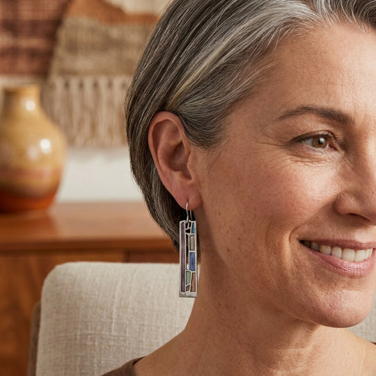 Geometric Sterling Silver Drop Earrings