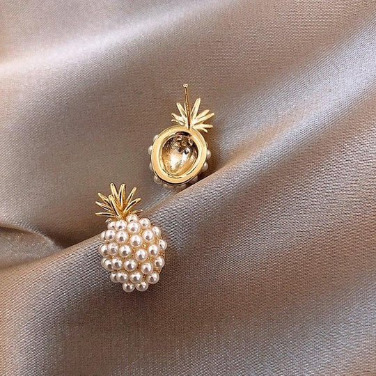 Pineapple Pearl Cluster Stud Earrings