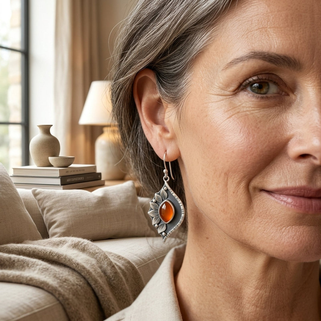Sterling Silver Leaf Design Dangle Earrings