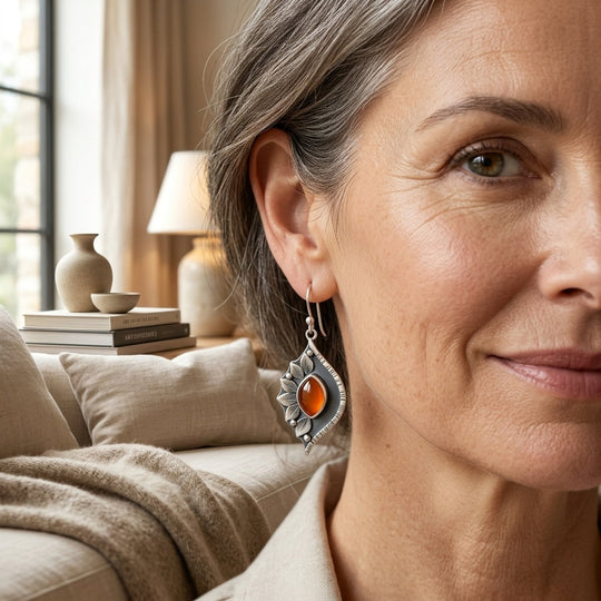 Sterling Silver Leaf Design Dangle Earrings