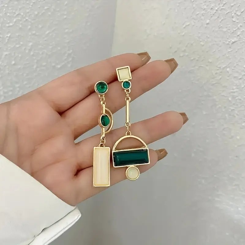 Gold-Plated Geometric Chain Drop Earrings