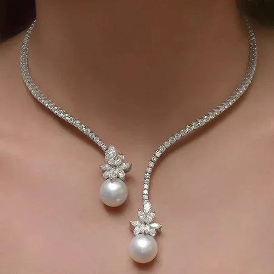 Sterling Silver Pearl &amp; Sapphire Set