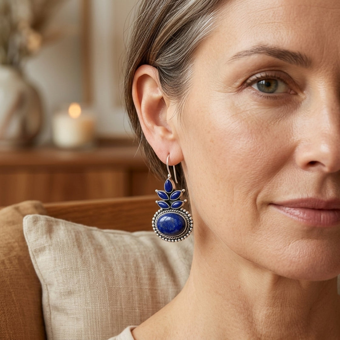 Sterling Silver Lapis Lazuli Drop Earrings
