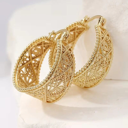 Filigree Hoop Earrings with Milgrain Detailing