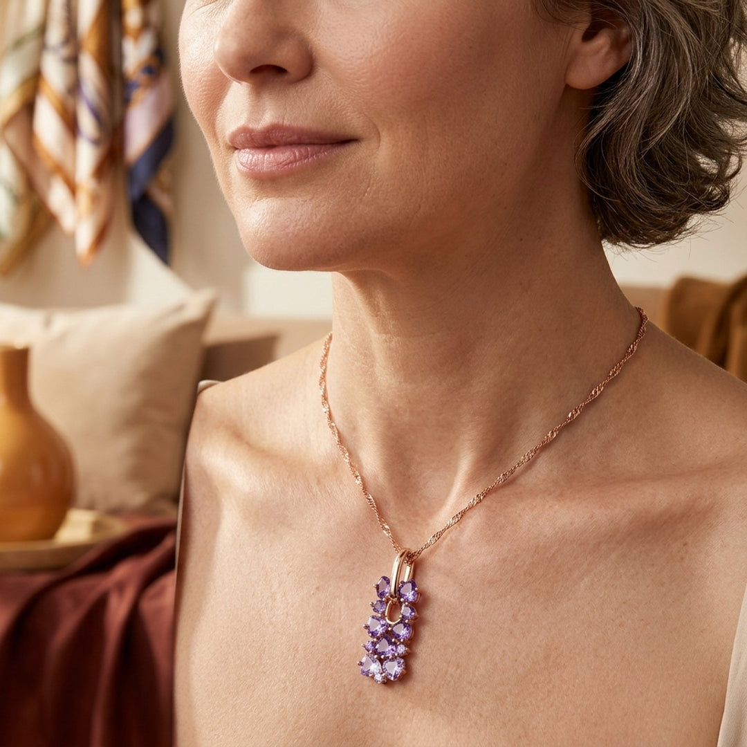 Gold Amethyst Cluster Pendant
