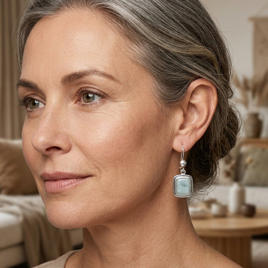Sterling Silver Rectangular Drop Earrings