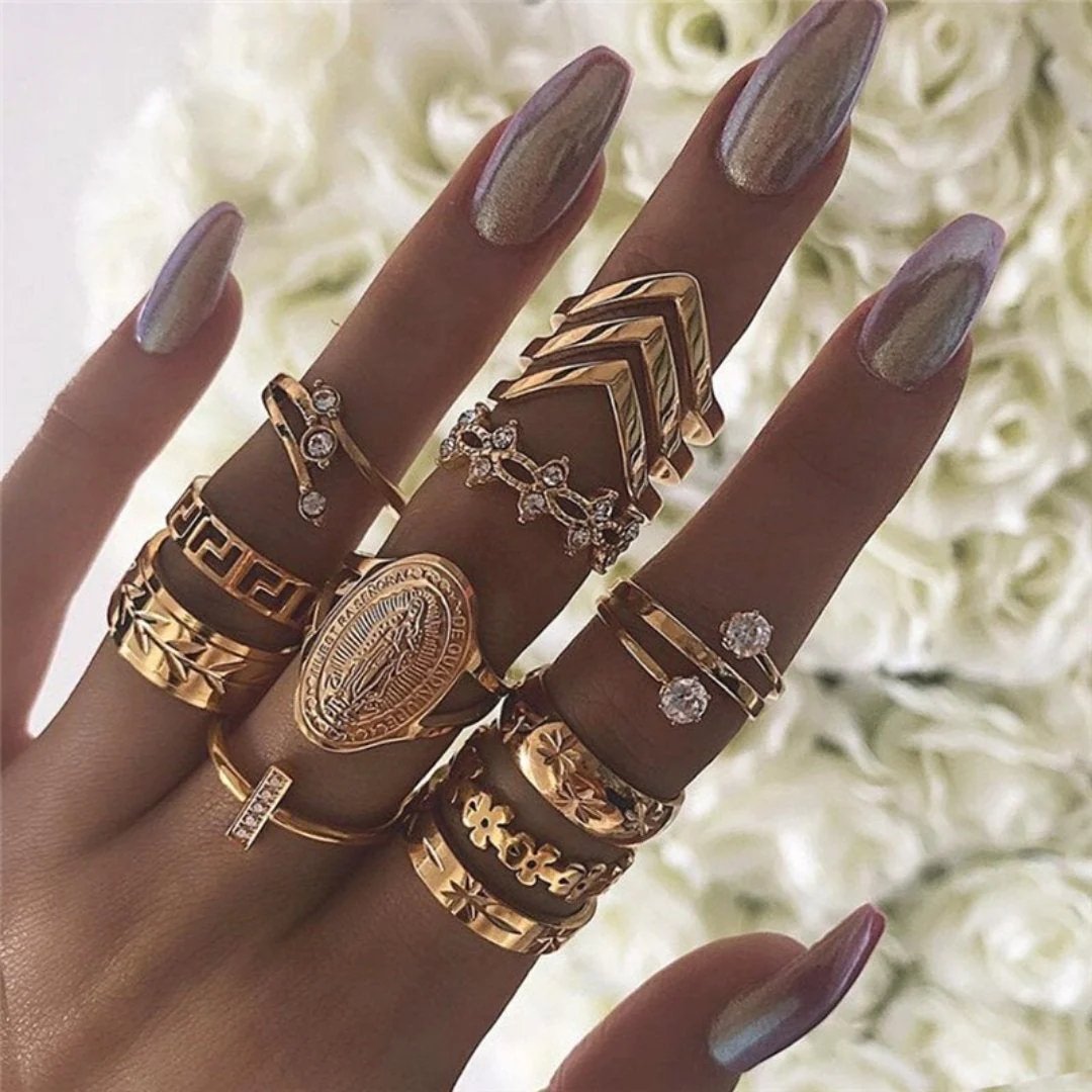 Gold-Plated Celestial Ring Set