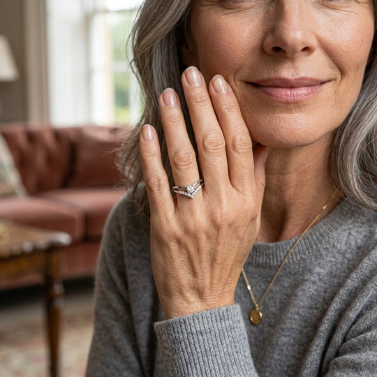 Sterling Silver V-Shaped Diamond Ring