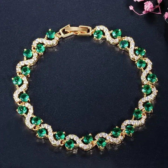 Gold-Plated Zirconia Ring Bracelet Set