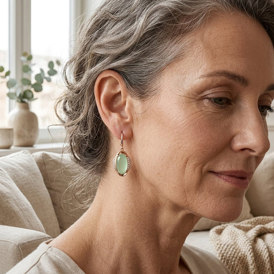 Oval Stud Earrings with Pavé Setting