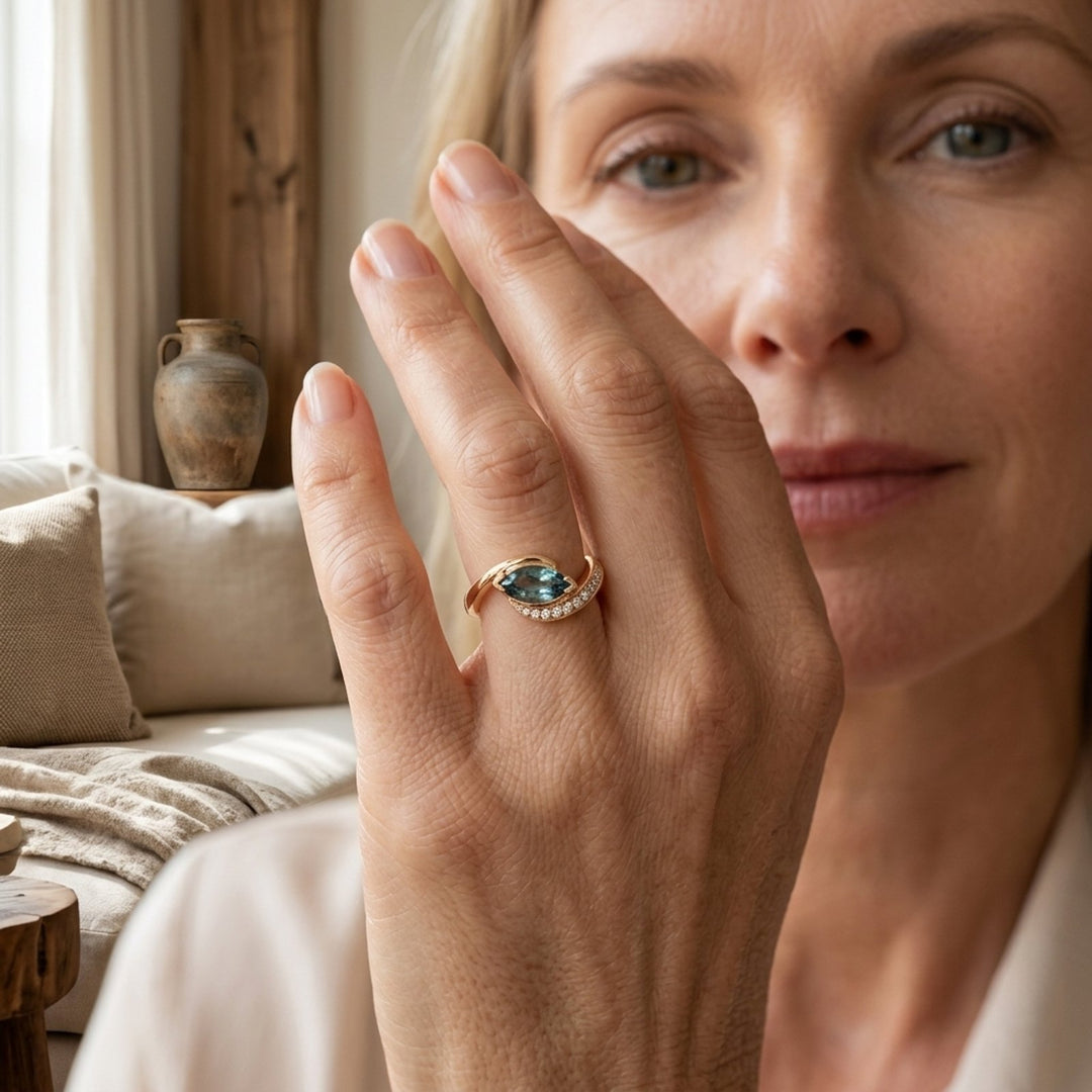 Marquise Pave Gold Ring