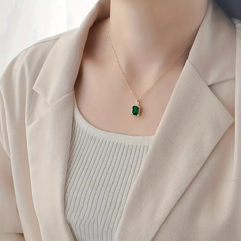 Rectangular Halo Diamond Pendant Necklace