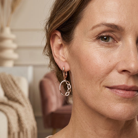 Gold Pavé Chain Link Drop Earrings