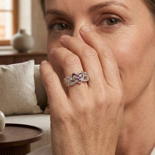 Two-Tone Heart Filigree Ring