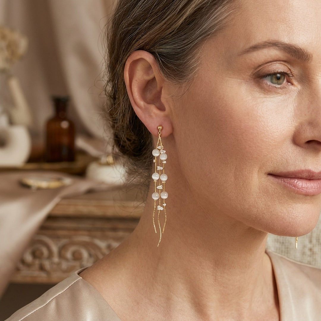Gold-Plated Pearl Drop Earrings