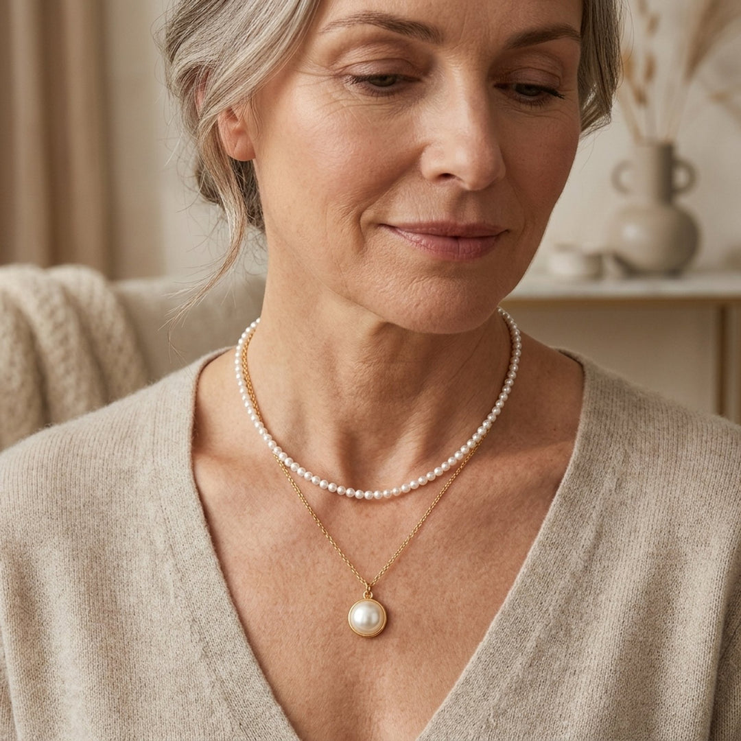 Layered Pearl Chain Pendant Necklace
