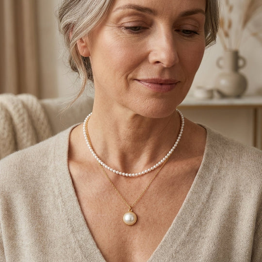 Layered Pearl Chain Pendant Necklace