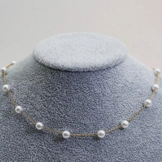 Layered Pearl Chain Necklace