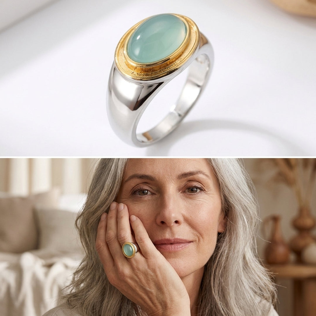 Two-Tone Bezel Set Cabochon Ring